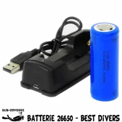 Chargeur + Batterie 26650 Rechargeable Lithium-ion Pour Phare Ă LED - Best Divers