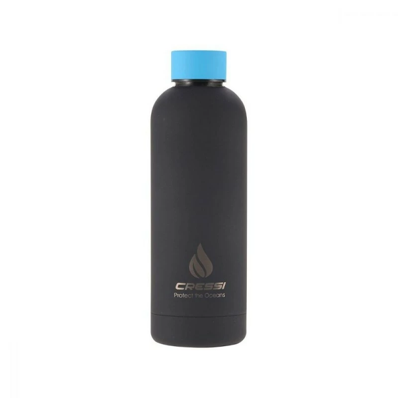 Bouteille THERMOS 500ml Caoutchouc NOIR BLEU - Cressi – Image 2