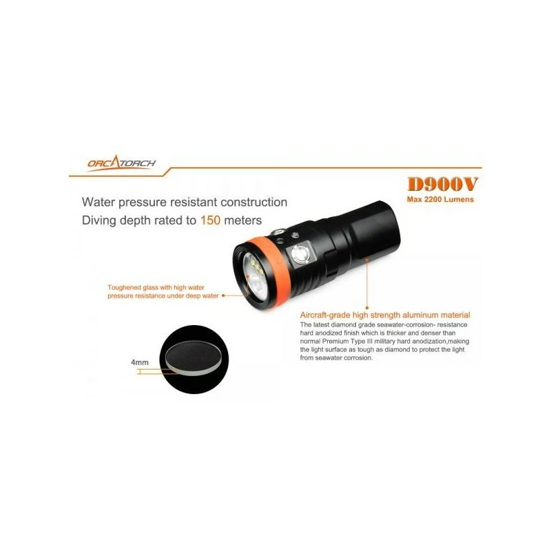 D900V Phare VIDEO 2200 Lumen - ORCA TORCH â Image 5